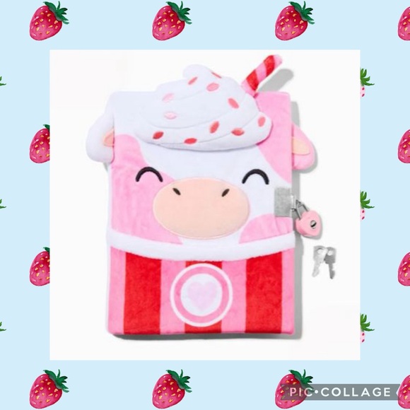 Strawberry Shake Plush Lock Diary - Picture 1 of 5
